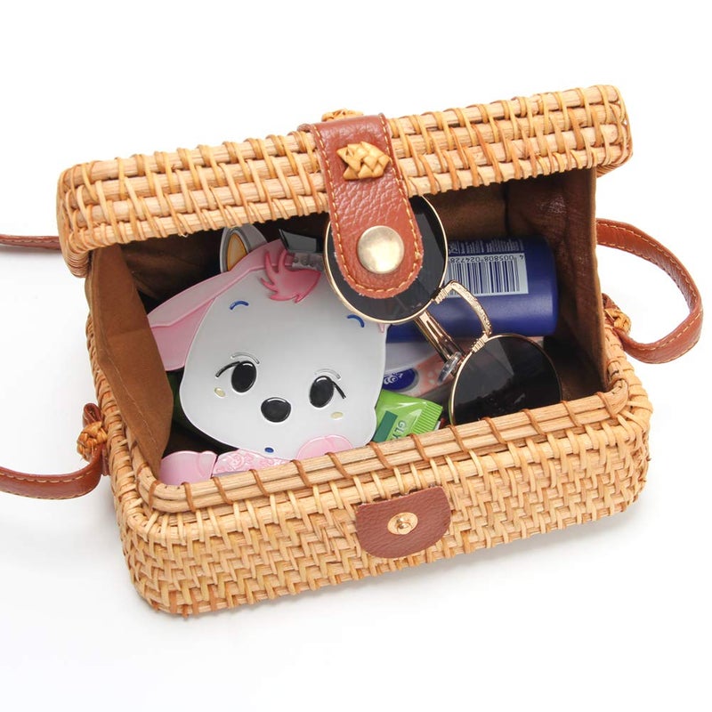 CrazyPiercing Wicker Square Crossbody Rattan Bag, Women Boho Bag Clutch Women Handbag - Image 5